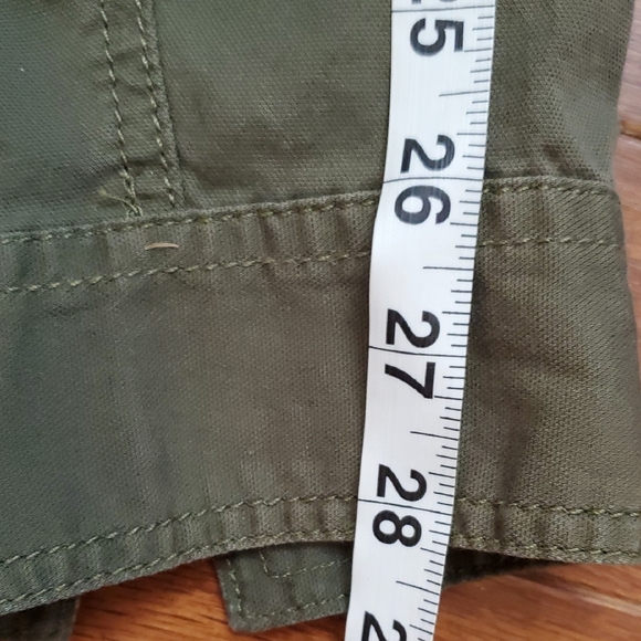 Cabi army green anorak jacket Coat Tan trim on pockets Size Small Fall Spring - Picture 12 of 13